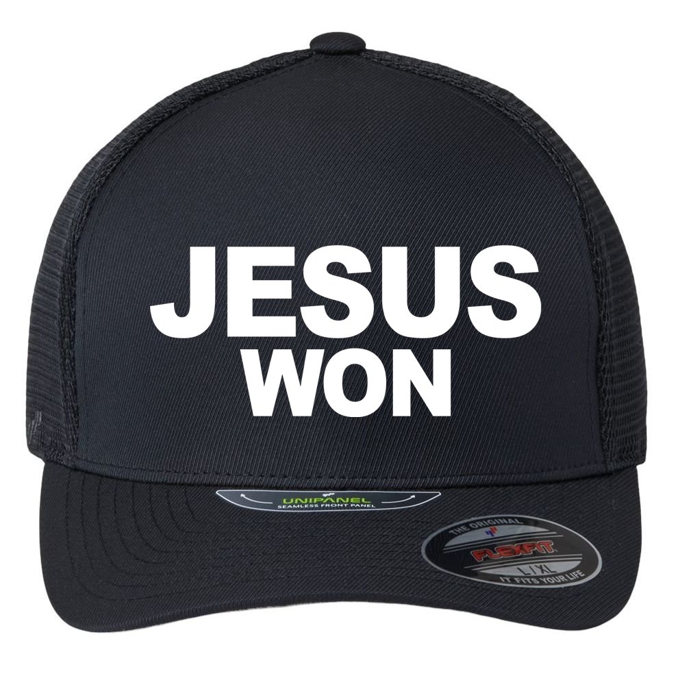 Jesus Won Flexfit Unipanel Trucker Cap