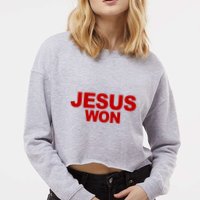 Jesus Won Cropped Pullover Crew