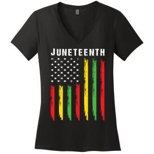 Juneteenth Women Juneteenth Shirts African American Women's V-Neck T-Shirt