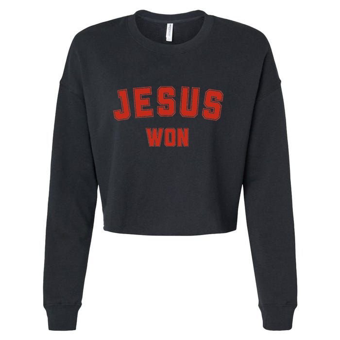 Jesus Won Cropped Pullover Crew