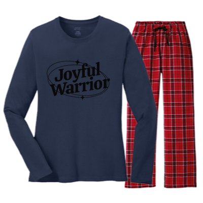 Joyful Warrior Kamala Harris Tim Walz Waltz 2024 Women's Long Sleeve Flannel Pajama Set 