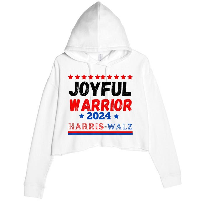 Joyful Warrior Kamala Harris Tim Walz 2024 Crop Fleece Hoodie