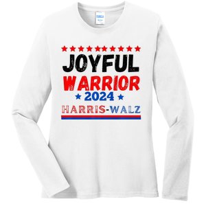 Joyful Warrior Kamala Harris Tim Walz 2024 Ladies Long Sleeve Shirt