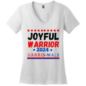 Joyful Warrior Kamala Harris Tim Walz 2024 Women's V-Neck T-Shirt