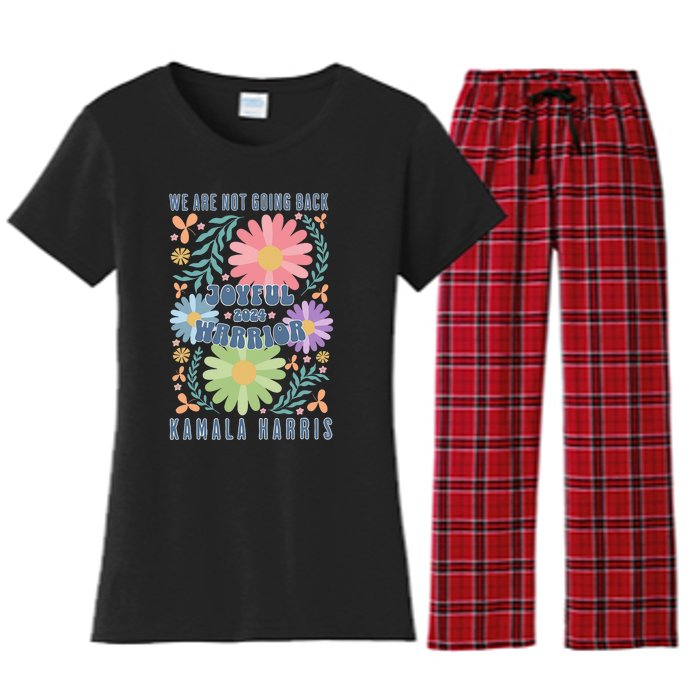 Joyful Warrior Kamala Harris Waltz 2024 WeRe Not Going Back Women's Flannel Pajama Set