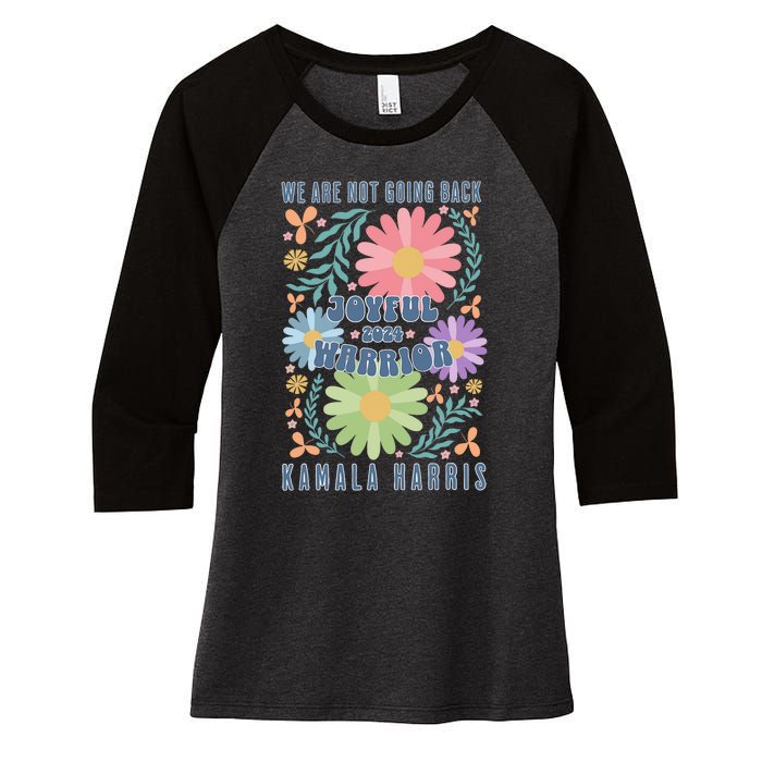 Joyful Warrior Kamala Harris Waltz 2024 WeRe Not Going Back Women's Tri-Blend 3/4-Sleeve Raglan Shirt