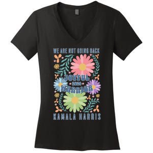 Joyful Warrior Kamala Harris Waltz 2024 WeRe Not Going Back Women's V-Neck T-Shirt