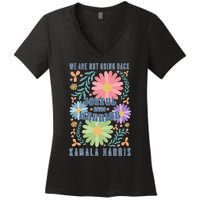 Joyful Warrior Kamala Harris Waltz 2024 WeRe Not Going Back Women's V-Neck T-Shirt