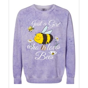 Just Who Loves Bees Cute Floral Honey Bee And Coffee Lover Cool Gift Colorblast Crewneck Sweatshirt