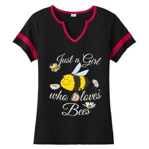 Just Who Loves Bees Cute Floral Honey Bee And Coffee Lover Cool Gift Ladies Halftime Notch Neck Tee