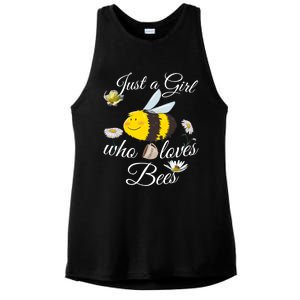 Just Who Loves Bees Cute Floral Honey Bee And Coffee Lover Cool Gift Ladies PosiCharge Tri-Blend Wicking Tank