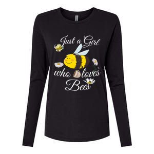 Just Who Loves Bees Cute Floral Honey Bee And Coffee Lover Cool Gift Womens Cotton Relaxed Long Sleeve T-Shirt