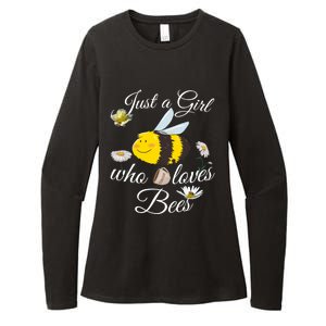 Just Who Loves Bees Cute Floral Honey Bee And Coffee Lover Cool Gift Womens CVC Long Sleeve Shirt