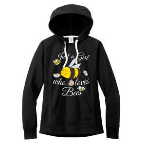 Just Who Loves Bees Cute Floral Honey Bee And Coffee Lover Cool Gift Women's Fleece Hoodie