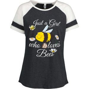 Just Who Loves Bees Cute Floral Honey Bee And Coffee Lover Cool Gift Enza Ladies Jersey Colorblock Tee