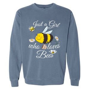 Just Who Loves Bees Cute Floral Honey Bee And Coffee Lover Cool Gift Garment-Dyed Sweatshirt