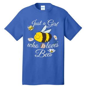 Just Who Loves Bees Cute Floral Honey Bee And Coffee Lover Cool Gift Tall T-Shirt