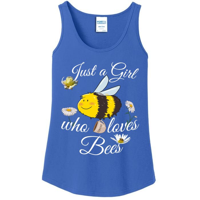 Just Who Loves Bees Cute Floral Honey Bee And Coffee Lover Cool Gift Ladies Essential Tank