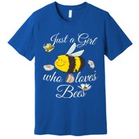 Just Who Loves Bees Cute Floral Honey Bee And Coffee Lover Cool Gift Premium T-Shirt