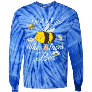 Just Who Loves Bees Cute Floral Honey Bee And Coffee Lover Cool Gift Tie-Dye Long Sleeve Shirt