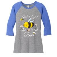 Just Who Loves Bees Cute Floral Honey Bee And Coffee Lover Cool Gift Women's Tri-Blend 3/4-Sleeve Raglan Shirt