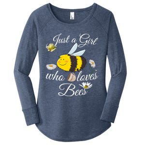 Just Who Loves Bees Cute Floral Honey Bee And Coffee Lover Cool Gift Women's Perfect Tri Tunic Long Sleeve Shirt