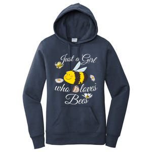 Just Who Loves Bees Cute Floral Honey Bee And Coffee Lover Cool Gift Women's Pullover Hoodie