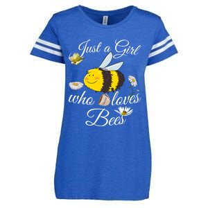 Just Who Loves Bees Cute Floral Honey Bee And Coffee Lover Cool Gift Enza Ladies Jersey Football T-Shirt