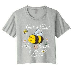 Just Who Loves Bees Cute Floral Honey Bee And Coffee Lover Cool Gift Women's Crop Top Tee