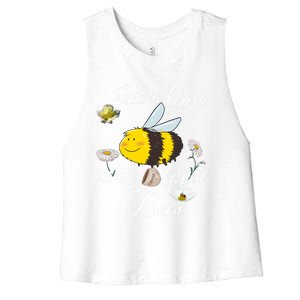 Just Who Loves Bees Cute Floral Honey Bee And Coffee Lover Cool Gift Women's Racerback Cropped Tank