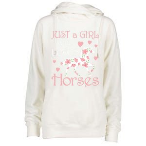 Just Who Loves Horses For Daughter Teen Christmas Gift Womens Funnel Neck Pullover Hood