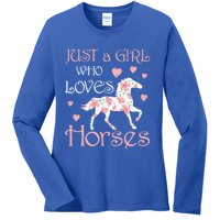 Just Who Loves Horses For Daughter Teen Christmas Gift Ladies Long Sleeve Shirt