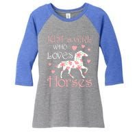 Just Who Loves Horses For Daughter Teen Christmas Gift Women's Tri-Blend 3/4-Sleeve Raglan Shirt