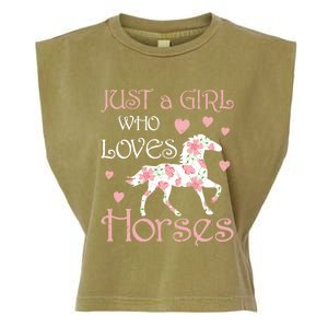 Just Who Loves Horses For Daughter Teen Christmas Gift Garment-Dyed Women's Muscle Tee