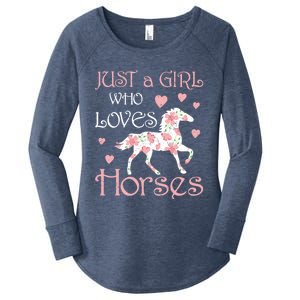 Just Who Loves Horses For Daughter Teen Christmas Gift Women's Perfect Tri Tunic Long Sleeve Shirt