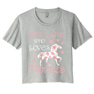 Just Who Loves Horses For Daughter Teen Christmas Gift Women's Crop Top Tee