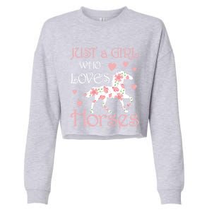 Just Who Loves Horses For Daughter Teen Christmas Gift Cropped Pullover Crew