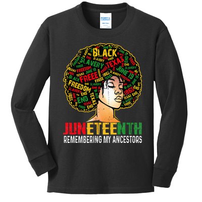 Juneteenth Wo Loc'd Hair Remembering My Ancestors Kids Long Sleeve Shirt