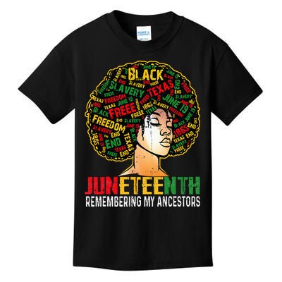 Juneteenth Wo Loc'd Hair Remembering My Ancestors Kids T-Shirt