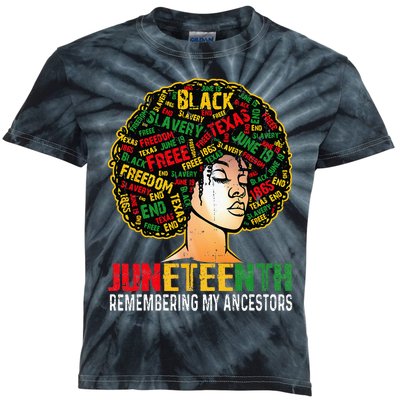 Juneteenth Wo Loc'd Hair Remembering My Ancestors Kids Tie-Dye T-Shirt