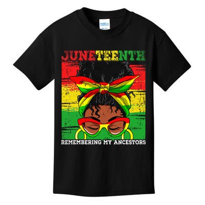 Juneteenth Wo Loc'd Hair Remembering My Ancestors Kids T-Shirt