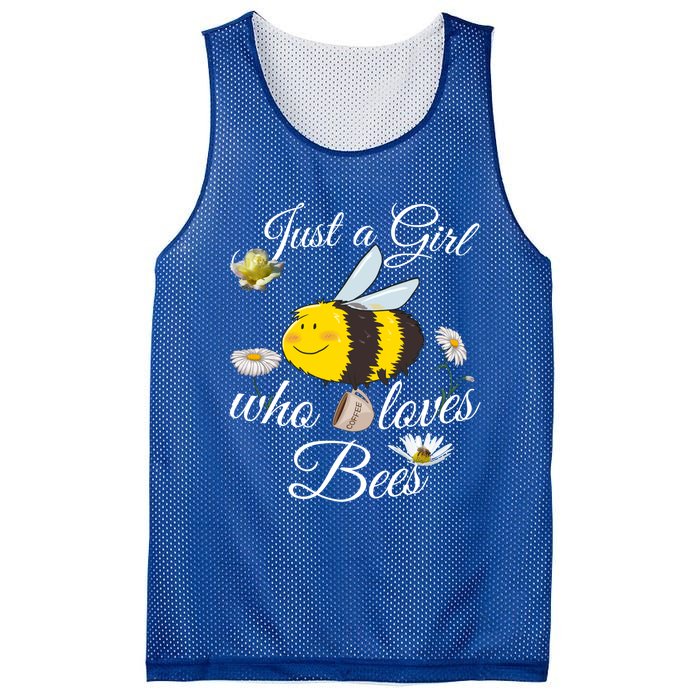 Just Who Loves Bees Cute Floral Honey Bee And Coffee Lover Meaningful Gift Mesh Reversible Basketball Jersey Tank