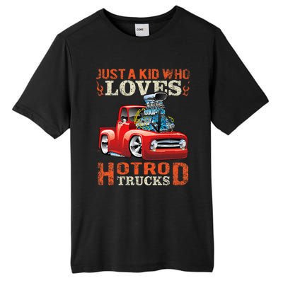 Just Who Loves Hotrod Trucks Cartoon Distressed Design Tall Fusion ChromaSoft Performance T-Shirt