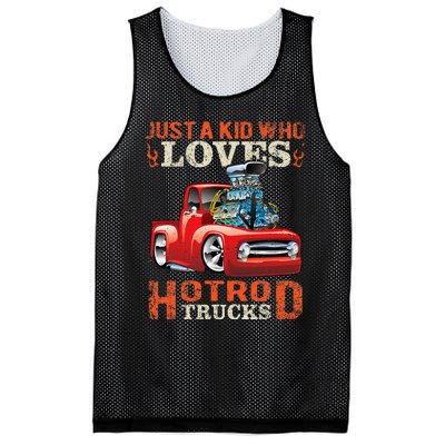 Just Who Loves Hotrod Trucks Cartoon Distressed Design Mesh Reversible Basketball Jersey Tank