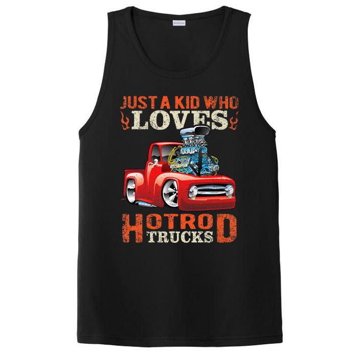 Just Who Loves Hotrod Trucks Cartoon Distressed Design PosiCharge Competitor Tank