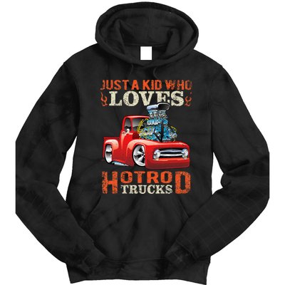 Just Who Loves Hotrod Trucks Cartoon Distressed Design Tie Dye Hoodie