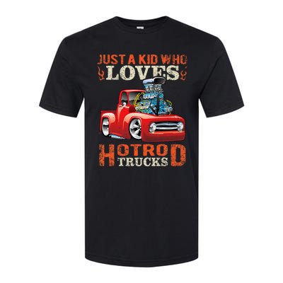 Just Who Loves Hotrod Trucks Cartoon Distressed Design Softstyle CVC T-Shirt