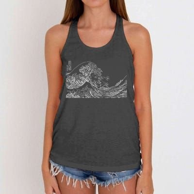 Japanese Wave Ocean Traditional Japan Graphic Women's Knotted Racerback Tank