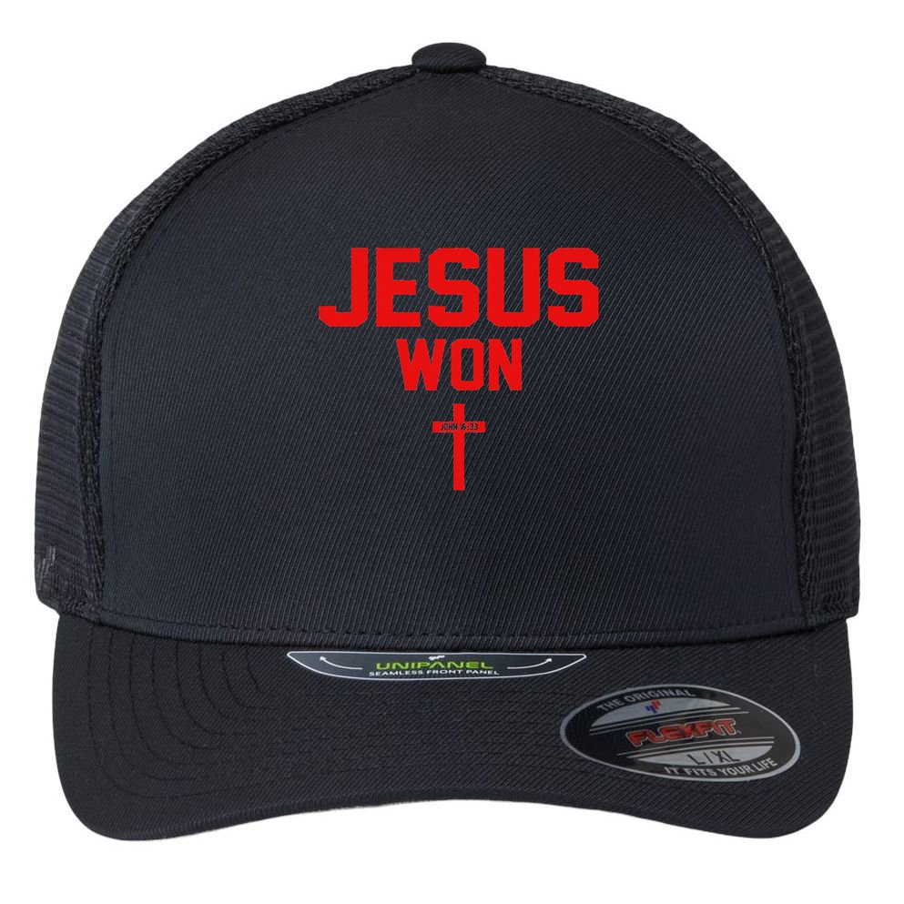Jesus Won Ohio Pride Vintage Christian Jesus Won Flexfit Unipanel Trucker Cap
