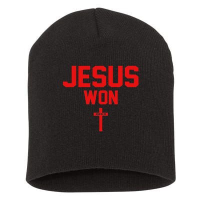 Jesus Won Ohio Pride Vintage Christian Jesus Won Short Acrylic Beanie